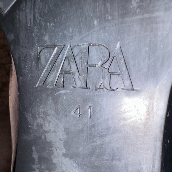 Zara stretch chunky heel boots Patent leather style. Size 41= US 10 GUC - Picture 9 of 14